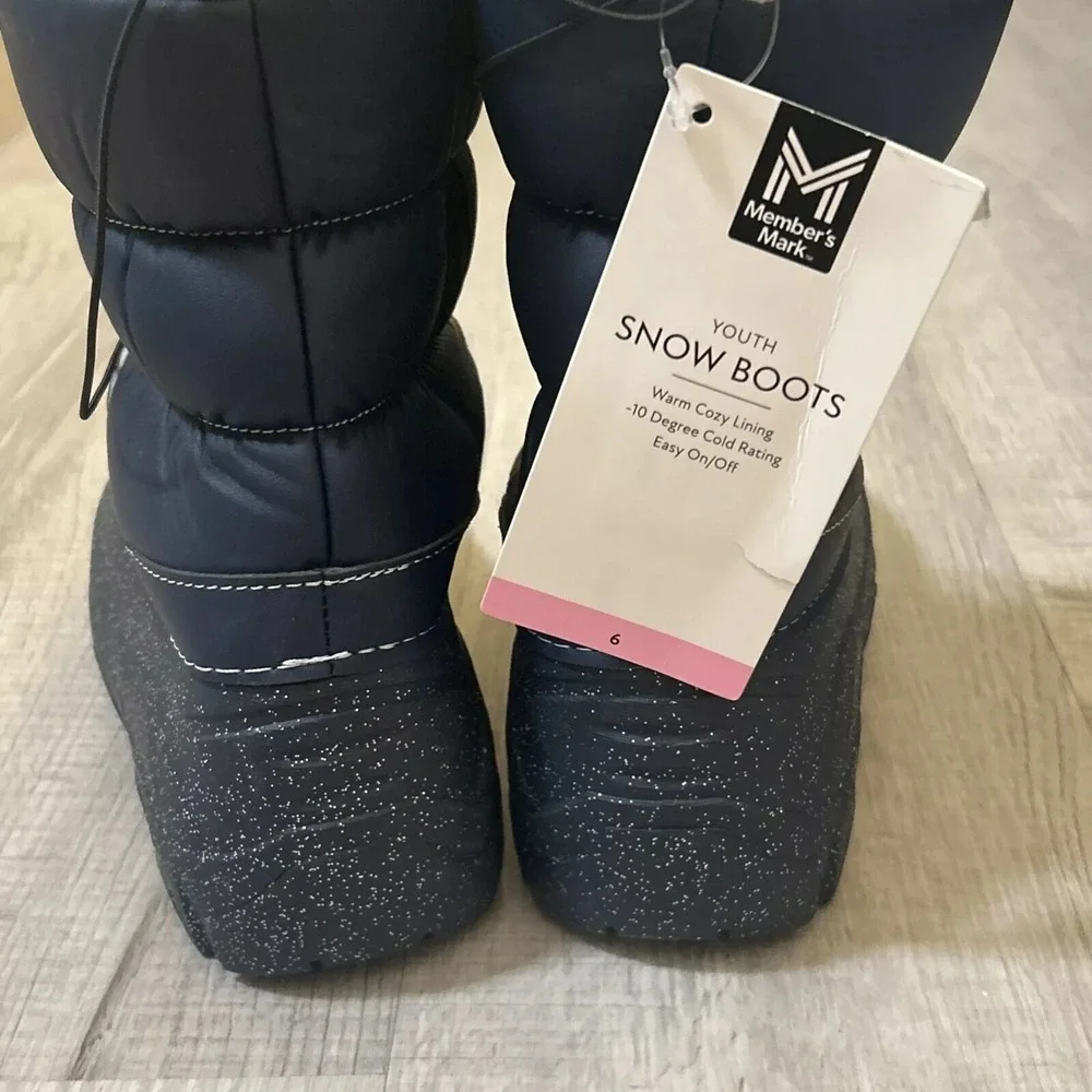 NEW‎ Member's Mark Girls Snow Boot, Size 7/8, Navy Glitter